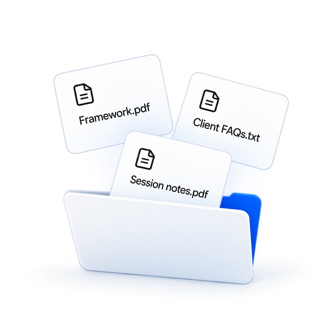 Frameworks, client FAQs, and session notes coming together in one folder